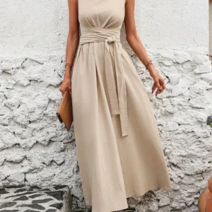 Robe Décontractée Femme – Sans Manches & Coupe Évasée